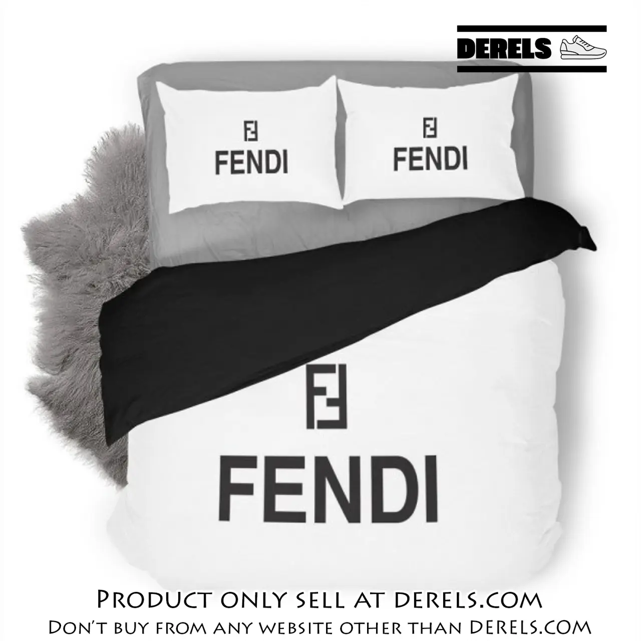 Fendi white luxury logo fashion brand premium bedding set home decor dr1252290